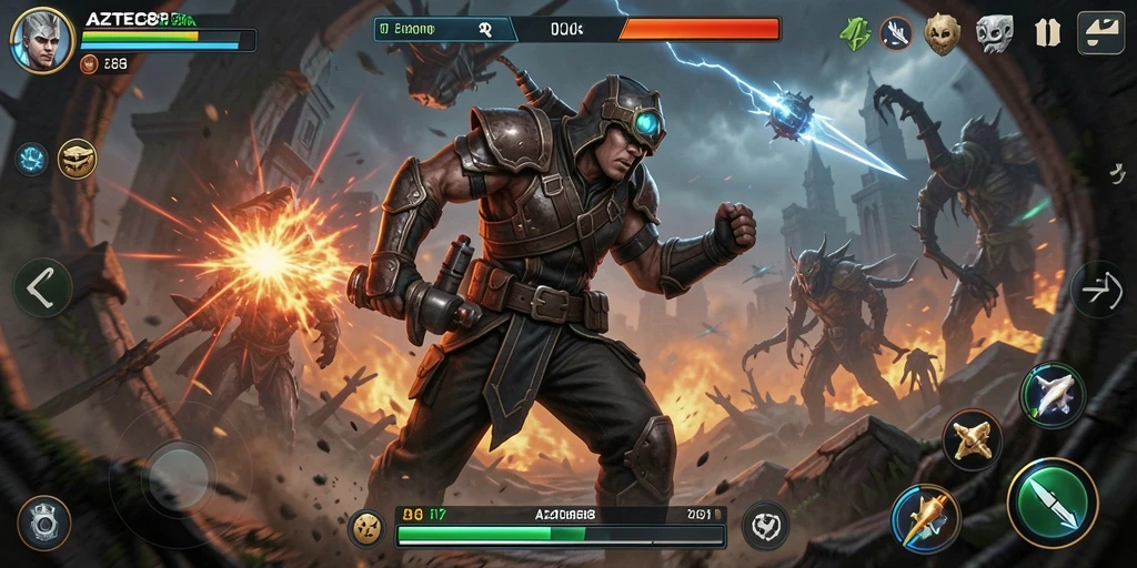 Screenshot gameplay AZTEC88 menampilkan aksi seru dan grafis memukau.