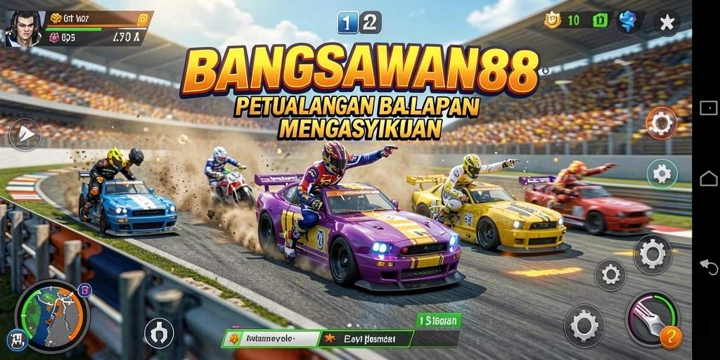 Tampilan gameplay memukau dari BANGSAWAN88 saat balapan.