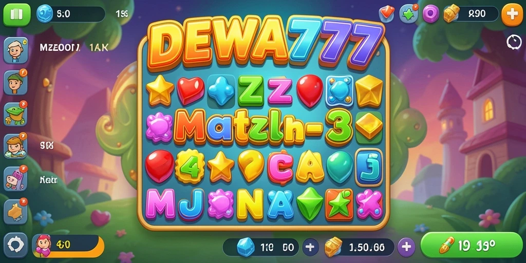 Gameplay seru dan tantangan menyenangkan di DEWA777 Match-3.
