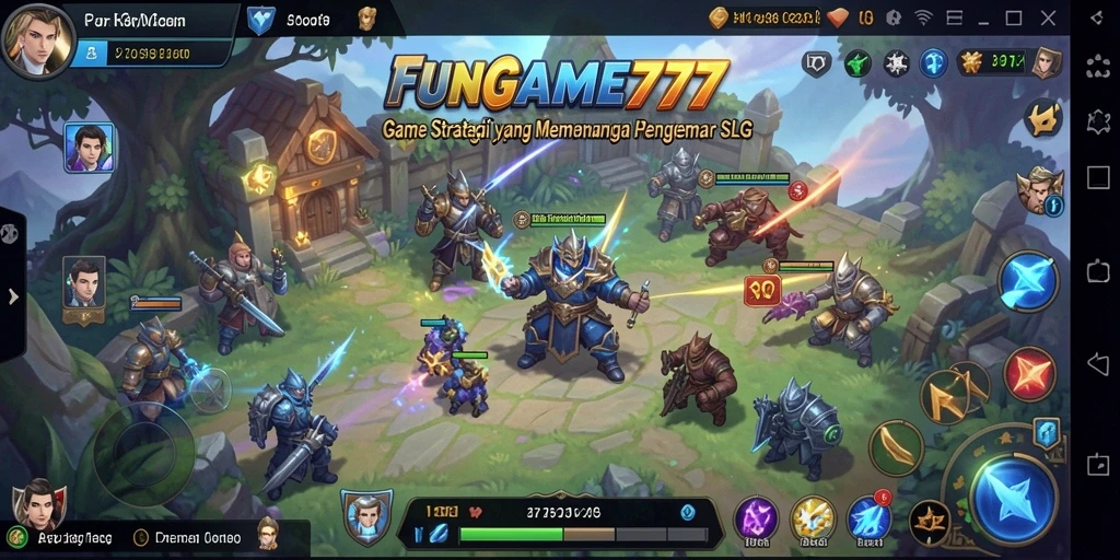 Tangkapan layar menunjukkan aksi strategis dalam FUNGAME777.
