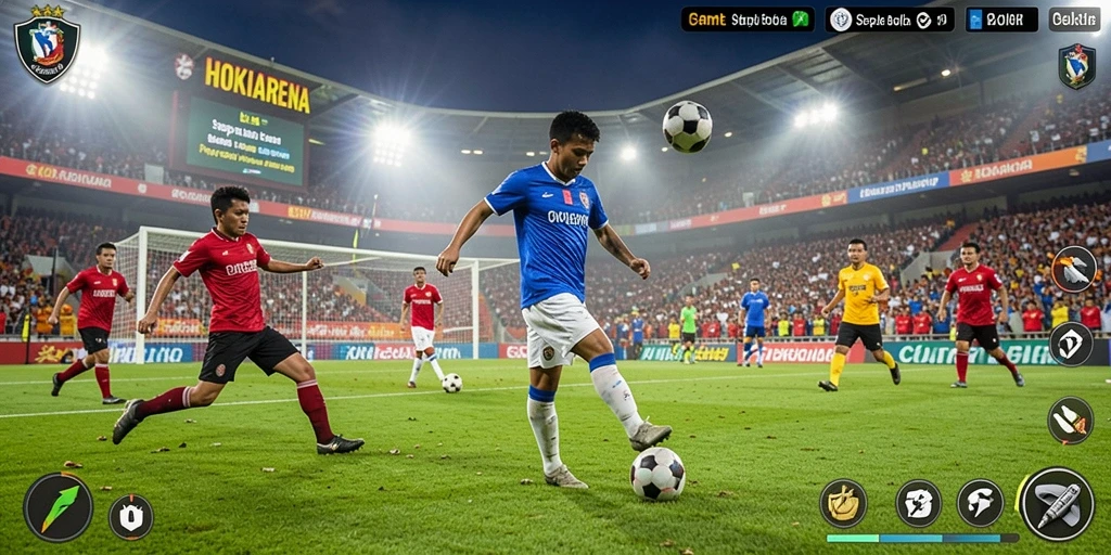 Tampilan gameplay HOKIARENA yang menarik saat pertandingan sepak bola.