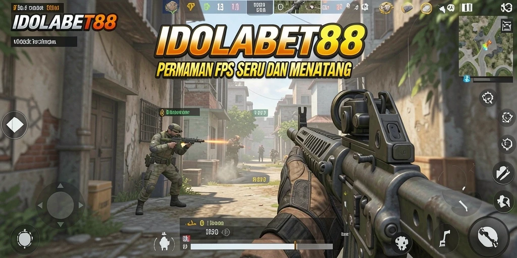Tampilan gameplay menegangkan dari IDOLABET88 dalam pertempuran FPS.