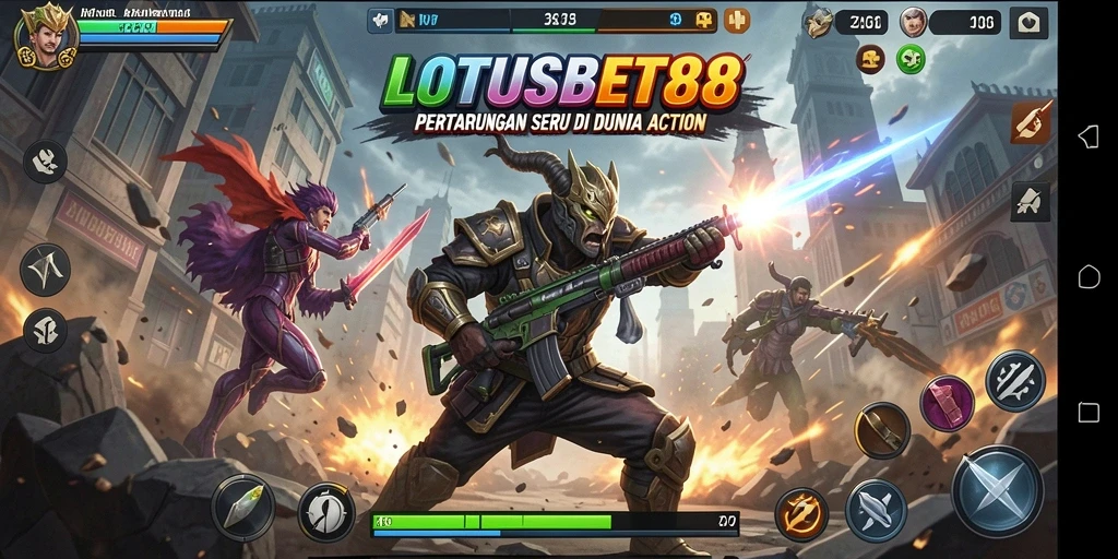 Screenshot menunjukkan aksi intens dalam permainan LOTUSBET88.