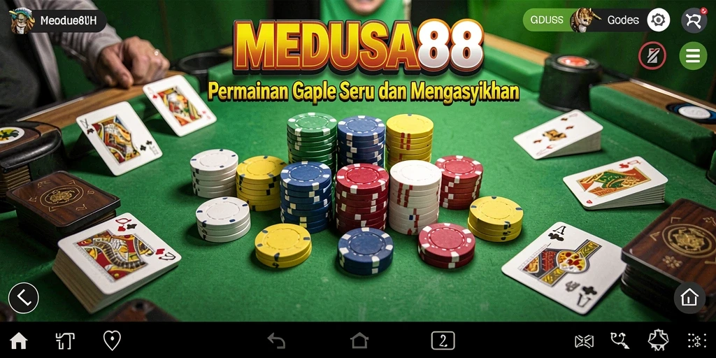 Tampilan seru dari gameplay Gaple MEDUSA88.