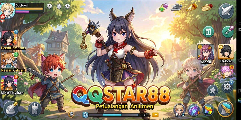Tampilan gameplay QQSTAR88 dengan karakter anime yang menarik.