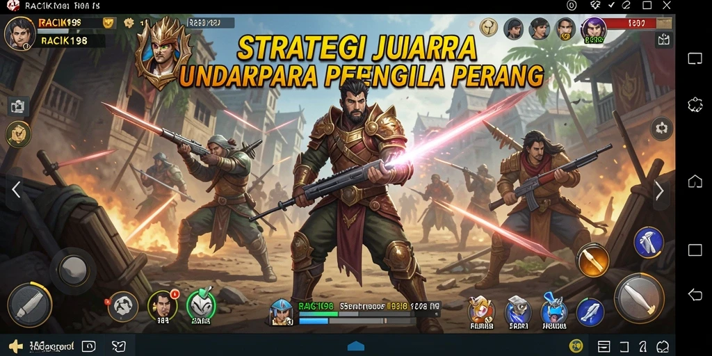 Screenshot gameplay menampilkan aksi pertempuran strategi yang seru dan menegangkan.