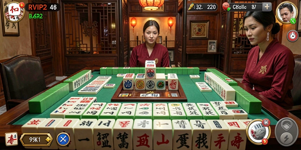 Tampilan gameplay <strong>RVIP2</strong> menunjukkan tantangan Mahjong yang seru dan menarik.