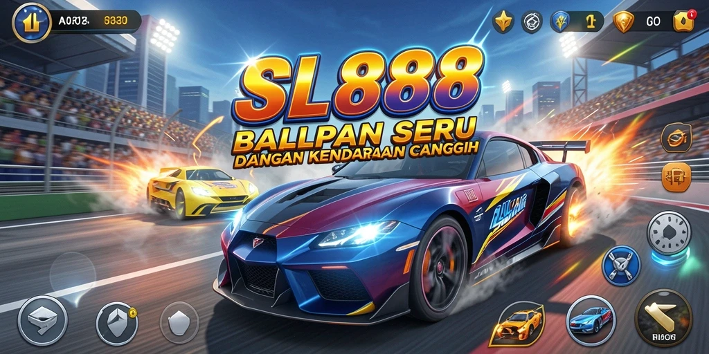 Tampilan gameplay SL888 yang seru dan penuh aksi dalam balapan.