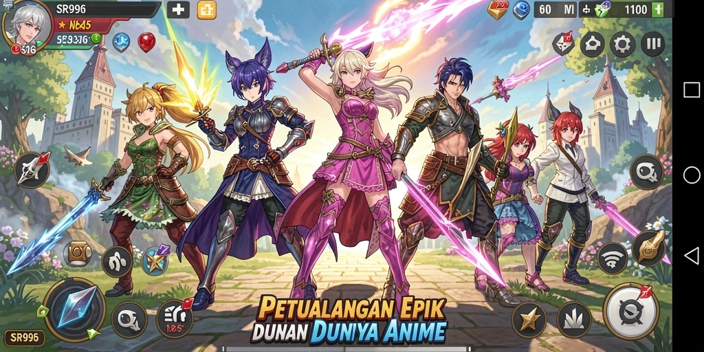 Tangkapan layar menunjukkan pertarungan seru antara karakter anime.