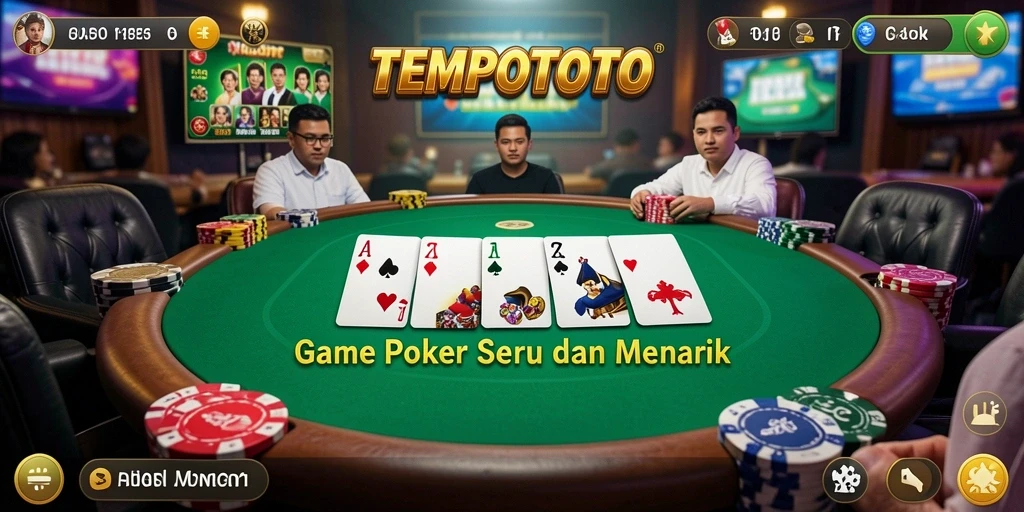 Tampilan gameplay seru dari TEMPOTOTO yang membuat poker semakin menyenangkan.
