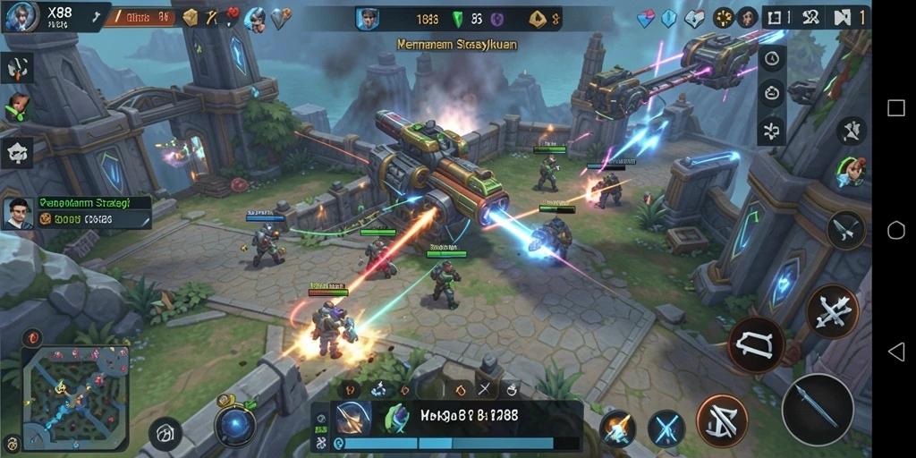 Screenshot X88 menampilkan aksi pertempuran yang seru dan strategi pintar.