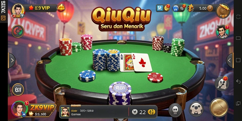 Screenshot menunjukkan gameplay QiuQiu yang mendebarkan.