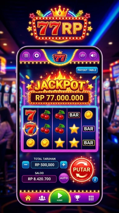 Screenshot aplikasi 77rp saat memilih kategori aplikasi.